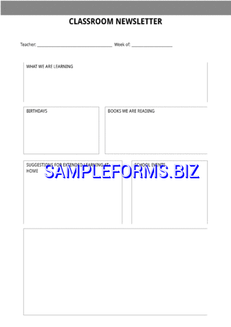 Classroom Newsletter Template 3 docx pdf free